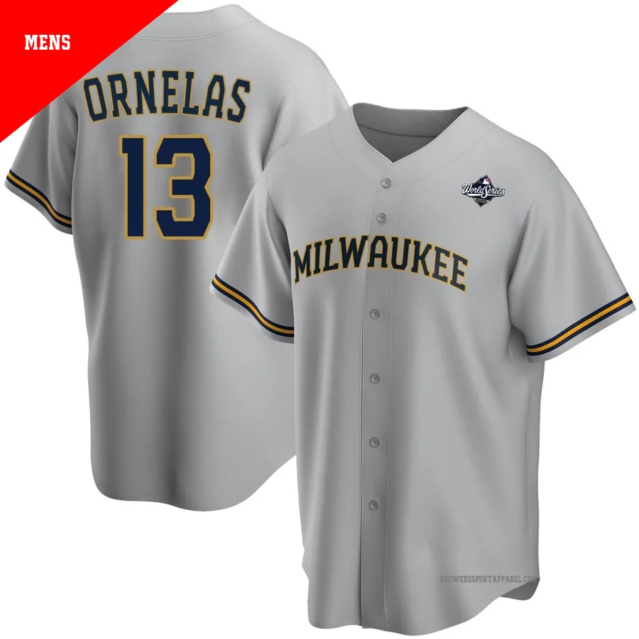 Milwaukee Brewers ＃13 Jonathan Ornelas Men's Gray Replica Road 2026 World Series Jersey