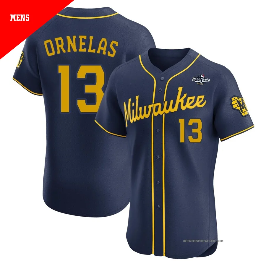 Milwaukee Brewers ＃13 Jonathan Ornelas Men's Navy Elite Alternate 2026 World Series Jersey