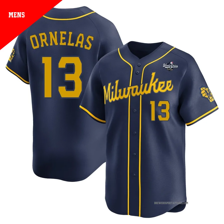 Milwaukee Brewers ＃13 Jonathan Ornelas Men's Navy Limited Alternate 2026 World Series Jersey