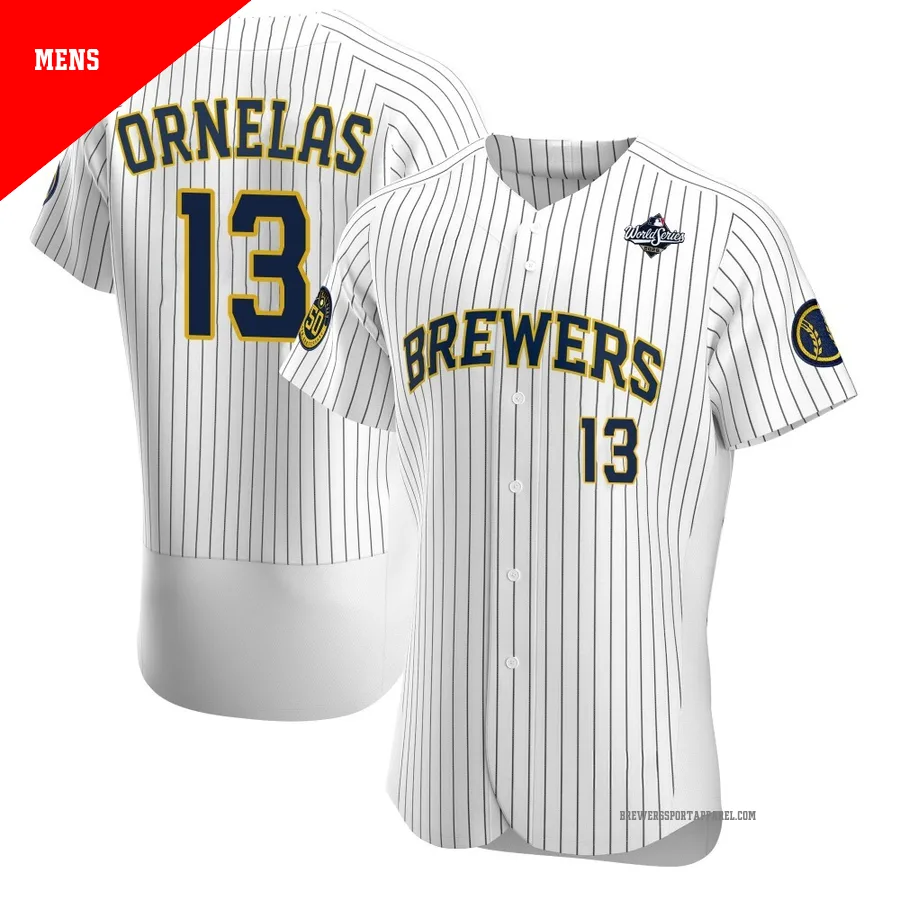 Milwaukee Brewers ＃13 Jonathan Ornelas Men's White Authentic Alternate 2026 World Series Jersey