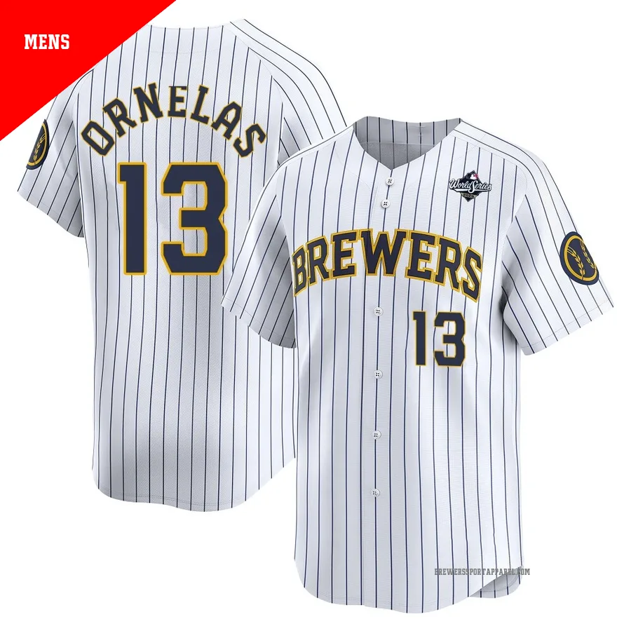 Milwaukee Brewers ＃13 Jonathan Ornelas Men's White Limited Alternate 2026 World Series Jersey