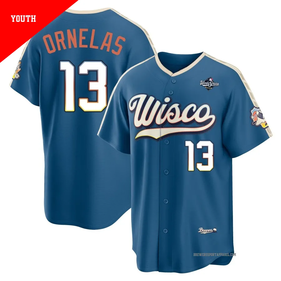 Milwaukee Brewers ＃13 Jonathan Ornelas Youth Blue Limited Mineral 2026 City Connect Stadium 2026 World Series Jersey